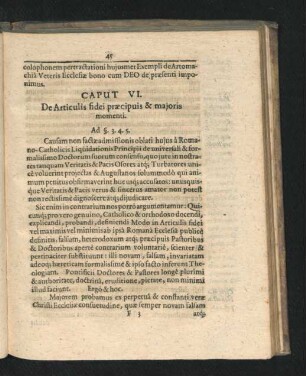Caput VI. De Articulis fidei praecipuis & maioris momenti.