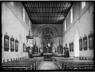 Billigheim Gotische Pfarrkirche Innenansicht Richtung Osten mit der Ausmalung von 1878