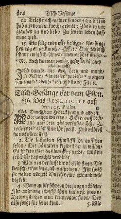 Tisch-Gesänge vor dem Essen.