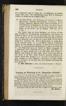 Einladung zur Mitwirkung an der "Evangelischen Volksschule"