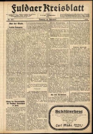 Ausgabe vom Samstag, den 22. November 1924.