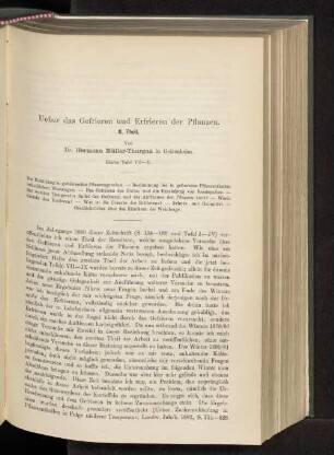 Ueber das Gefrieren und Einfrieren der Pflanzen. II. Theil.