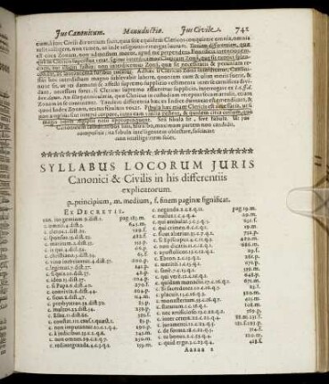 Syllabus Locorum Iuris Canonici & Civilis