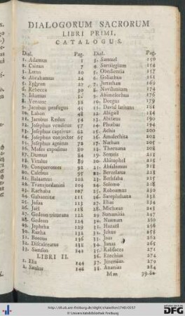 Dialogorum Sacrorum Catalogus.