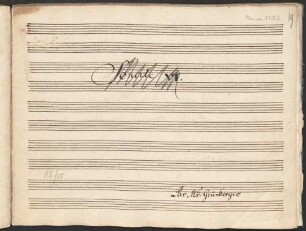 Sonatas, vl, cemb, A-Dur - BSB Mus.ms. 1728#Beibd.2 : [vl f.15r, title page:] [struck through with pencil:] Sonate VI // [at bottom right:] Par: Mr: Grünberger