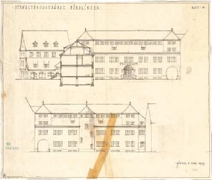 Fischer, Theodor; Nördlingen; Verwaltungs-Gebäude - Ansicht, Ansicht m. Schnitt