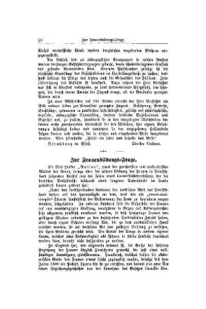 Zur Frauenbildungs-Frage