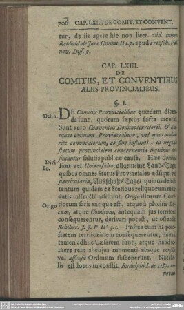 Cap. LXIII. De Comitiis, Et Conventibus Aliis Provincialibus
