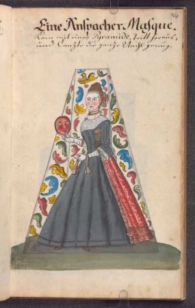 Frau mit Maske in der Hand: Eine Anspacher Maske