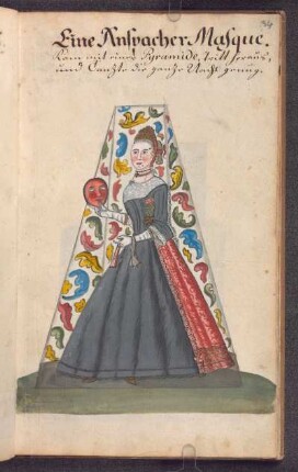 Frau mit Maske in der Hand: Eine Anspacher Maske