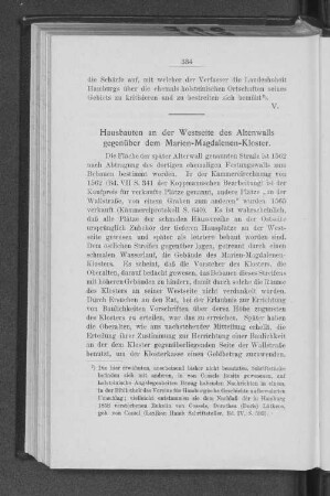 Hausbauten an der Westseite des Altenwalls gegenüber dem Marien-Magdalenen-Kloster.