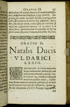 Oratio II. Natalis Ducis Uldarici LXXIII.