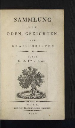 Sammlung von Oden, Gedichten, und Grabschriften
