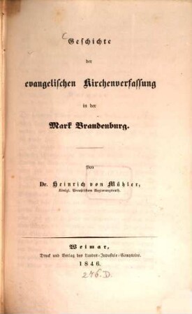 Geschichte der evangelischen Kirchenverfassung in der Mark Brandenburg
