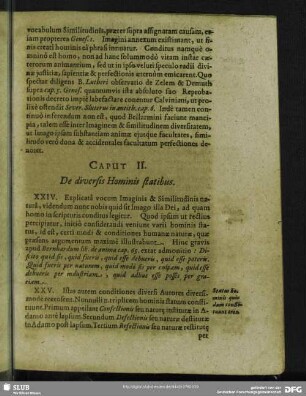 Caput II. De diversis Hominis statibus