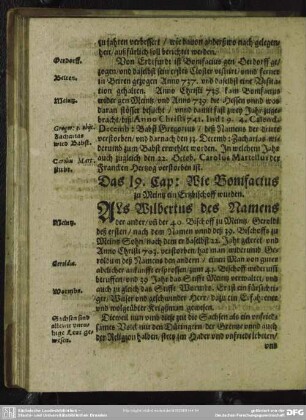 Das 19. Cap., Wie Bonifacius zu Meintz ein Ertzbischoff wurden