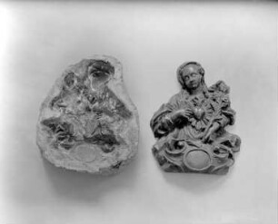 Herz Mariae. Tonmodell mit Wachsausformung