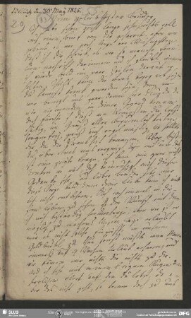 Eigenh. Brief mit Nachschrift von Ernst, Ludwig Emanuel von Charlotte Ernst an August Wilhelm von Schlegel, Pillnitz, 30.05.1825