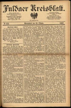 Erste Ausgabe vom Samstag, den 23. Oktober 1897.