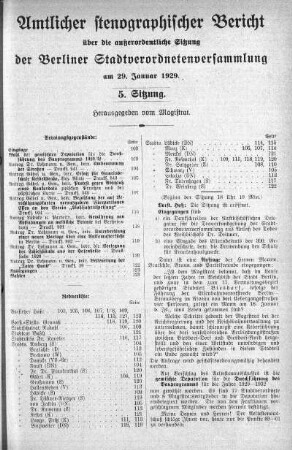 Sitzung 5, 29. Januar 1929