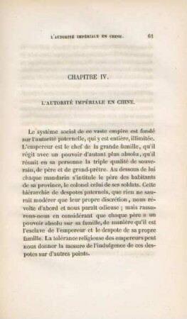 Chapitre IV. L'autorité impériale en Chine