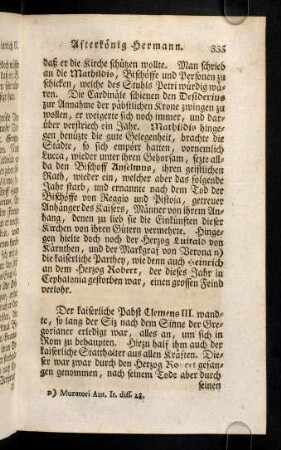 335-345, Der kaiserliche Papst Clemens III. wandte, so ...