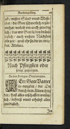 Nach Pfingsten oder sonst zusingen.