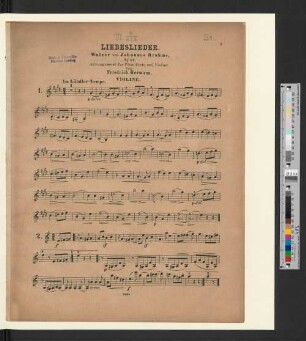 Liebeslieder. Walzer von Johannes Brahms, Op. 62.. Violine