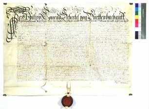 Kaufvertrag zwischen Philipp Conrad Schertel von Burtenbach auf Heutingsheim und Christoph Friedrich von Eyb