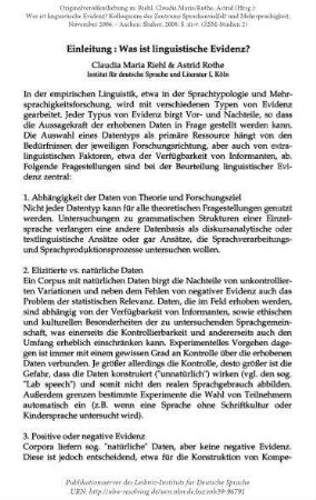 Einleitung: Was ist linguistische Evidenz?