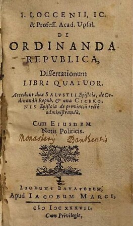 De ordinanda republica dissertationum libri IV.