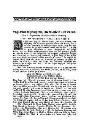 Englands Ehrlichkeit, Redlichkeit und Treue