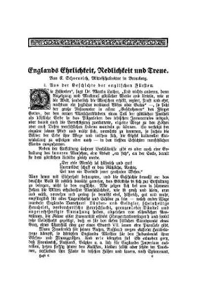 Englands Ehrlichkeit, Redlichkeit und Treue