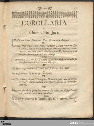 Corollaria Ex Omni vario Jure.