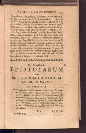 Liber Octavus. Coelii Ad Ciceronem