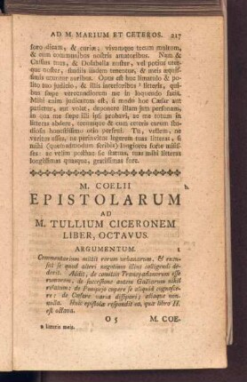 Liber Octavus. Coelii Ad Ciceronem