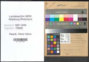 Entnazifizierung Hans Heinz Haack , geb. 06.11.1903 (Kaufmaennischer Angestellter)