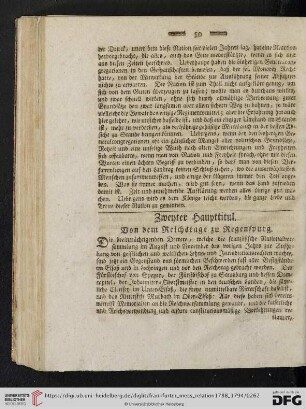 Zweyter Haupttitul: Von dem Reichstage zu Regenspurg