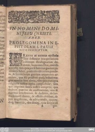 Prolegomena In Epistolam S. Pauli Tito In Scriptam.