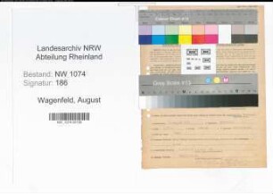 Entnazifizierung August Wagenfeld , geb. 15.08.1889 (Baecker)