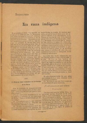 La raza indígena : Sociología