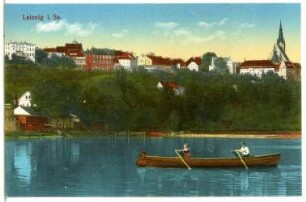 Leisnig. Stadtansicht mit Gondelteich