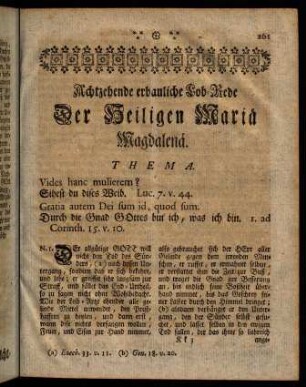 261-276, Achtzehende erbauliche Lob-Rede Der Heiligen Maria Magdalenae.