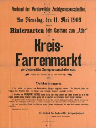 Rindviehzucht und Viehmärkte im Amtsbezirk/Landkreis Säckingen