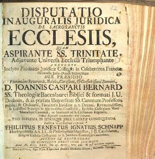 Disputatio Inauguralis Juridica De Sacrosanctis Ecclesiis