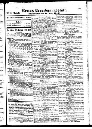 910. Ausgabe. Samstag, 18. März 1916