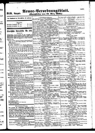 910. Ausgabe. Samstag, 18. März 1916