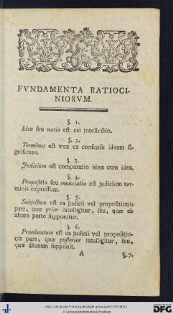 Fundamenta Ratiociniorum.