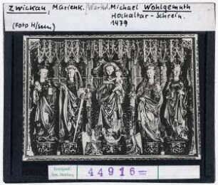 Zwickau: Dom St. Marien, Hochaltar Schrein mit Madonna und Heiligen. Michael Wohlgemuth