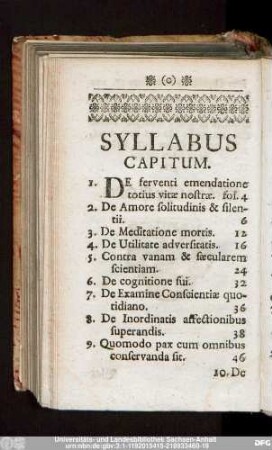 Syllabus Capitum.